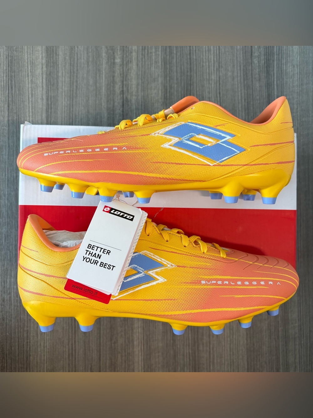 Lotto Solista 700 IX FG Soccer Cleats Orange Blue Size Men 9.5 / Women 10.5